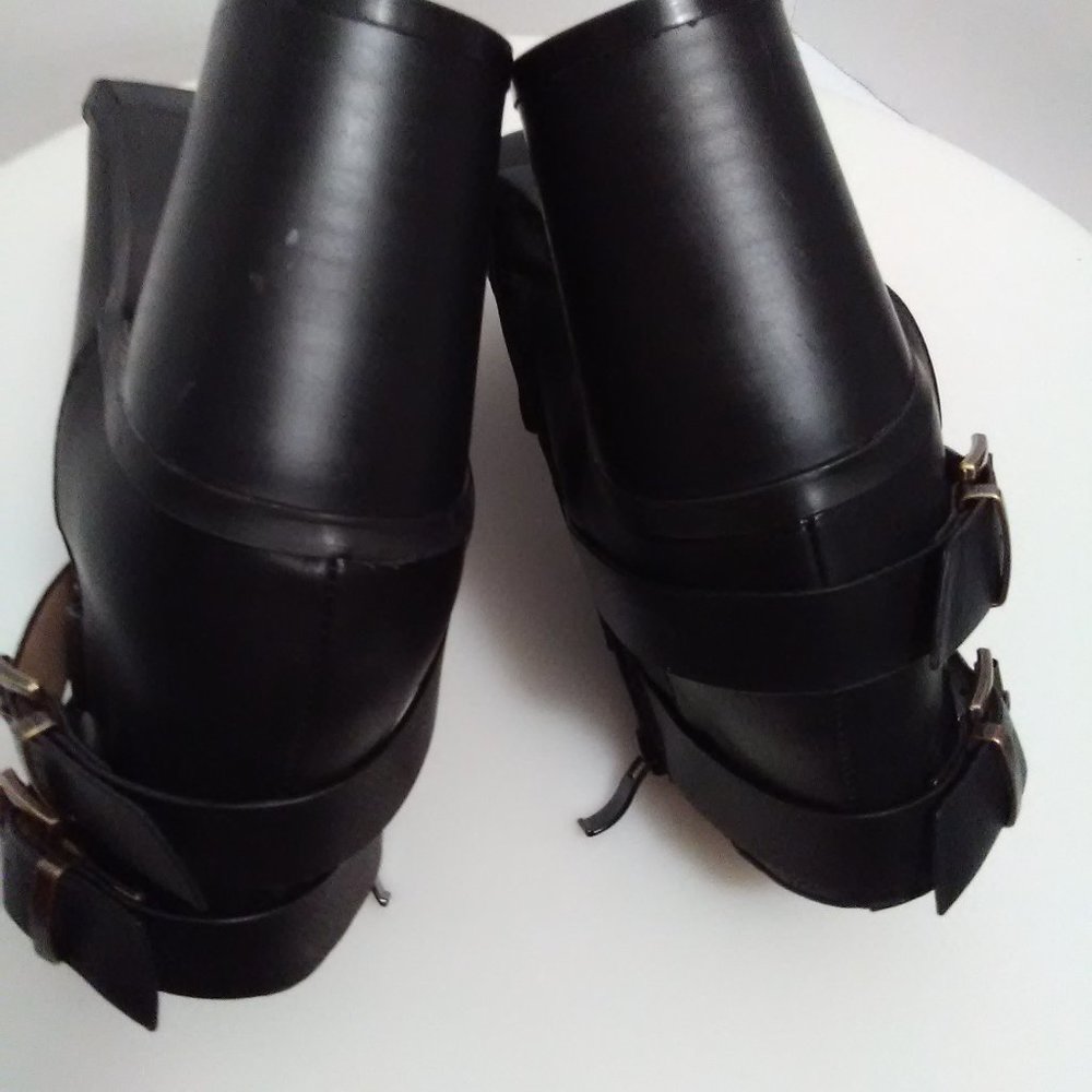 LovMark Black Block Heeled Booties 7.5 Moto - Picture 12 of 15